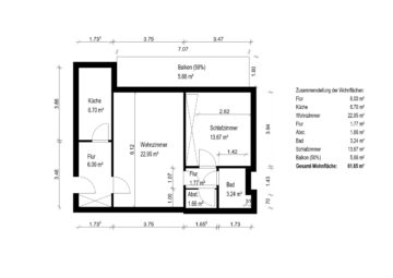 Kompakt, urban, gut angebunden – 2-Zimmer-Wohnung in Frankfurt-Oberrad, ideal zur Eigennutzung oder, 60599 Frankfurt am Main, Etagenwohnung